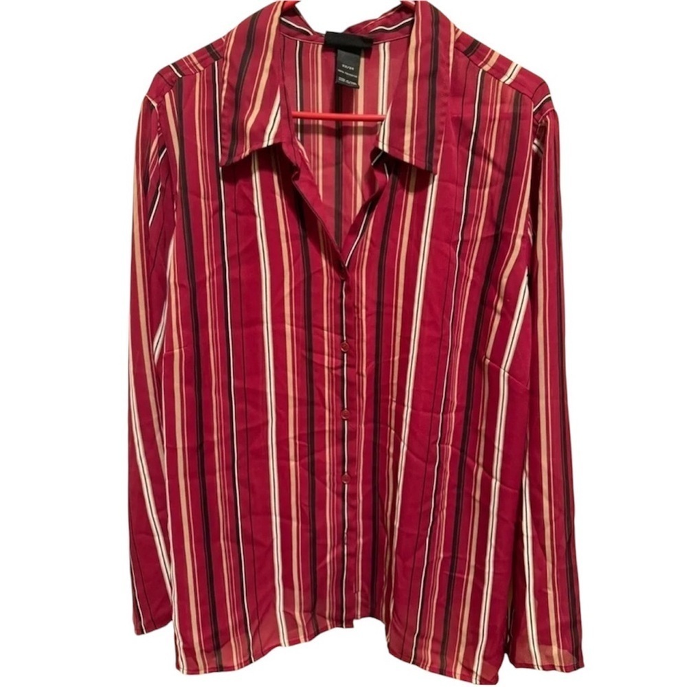 Lane Bryant Blouse Red Black Cream Plus Sz 22/24